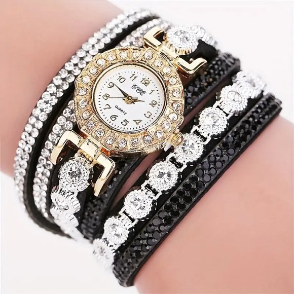 Fashion Women Bohemian Style Watch Casual Multi-layer Crystal Rhinestone Decor - Picture 1 of 3